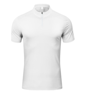Chemise à col roulé à demi-zip en coton personnalisée de haute qualité, à manches courtes, en tissu respirant, impression numérique pour hommes - Product Image 1