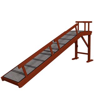 Rampa para Perros de Madera Marrón de 73 Pulgadas de Largo con Superficie Antideslizante y Barandillas Extraíbles, Camas y Accesorios para Mascotas - Product Image 1