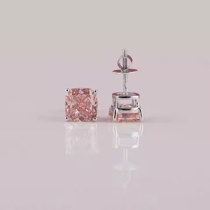 Luxury Moissanite Cushion Cut Diamond <b>Earrings</b> for Women Certified Brilliant Pink Stone Sustainable Fine Available - Product Image 5
