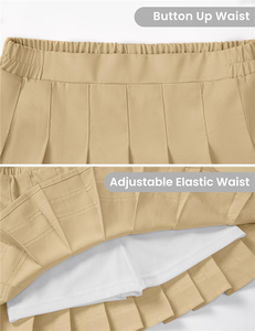 Jupe plissée pour filles, taille élastique, uniforme scolaire, kaki, vêtements pour enfants d'école primaire, jupe-short de tennis avec short intégré - Product Image 3
