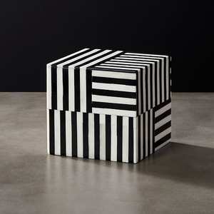 Handmade Black & White Bone Inlay Jewelry <b>Storage</b> Box Unique Chess Geometric Design for Home Decor and Gift <b>Container</b> - Product Image 6