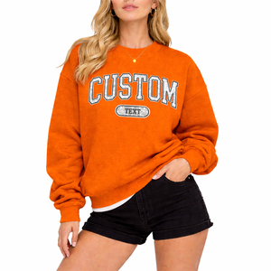 Sudadera de Invierno Naranja para Mujer, Diseño Personalizado, Corte Holgado, Cuello Redondo, Estilo Casual, Alta Calidad, 100% Algodón, Felpa Suave - Product Image 1