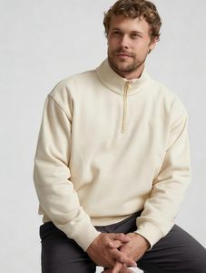MEERA IMPEX <b>Men's</b> Fleece Lined 100% Cotton Winter <b>Cardigan</b> Stand Neck Solid Beige Color Loose Fit Wholesale Price - Product Image 6