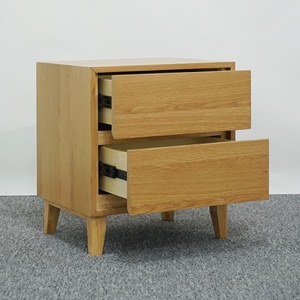 Mesita de Noche Minimalista de Madera de Caucho con 2 Cajones, Mesa Auxiliar de Madera para Dormitorio, OEM/ODM, Hecho en Vietnam - Product Image 3