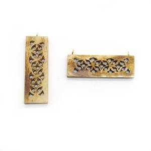 Colgante de Barra Cuadrada de Hueso de Buey Natural Hecho a Mano con Filigrana: Cuentas Rectangulares Focales de 65mm - Product Image 5