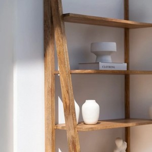 Modern <b>Wooden</b> Ladder Shelf 6 Tier Freestanding <b>Bookcase</b> Storage Rack for Living Room Home Office - Product Image 4