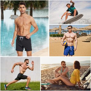 2 in 1 <b>Mens</b> Swim Shorts with Compression Liner Solid Beach Swimming <b>Trunks</b> Breathable Quick Dry Swim Shorts with Zipper Pockets - Product Image 6