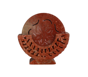 Handcrafted Soapstone <b>Coasters</b> with Stand, Decorative <b>Table</b> <b>Coaster</b> Set for Home Decor - Product Image 1