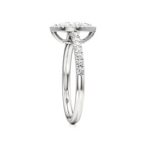 Anillo de compromiso, boda o aniversario vintage con diamantes pavé de doble halo y corte marquesa en oro rosa y blanco, ideal como regalo. - Product Image 2