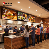 Papan Menu Digital LED ALSON, Layar Menu LED, Signage Digital Dinding Dalam Ruangan untuk Restoran, Kafe, Dapur Cepat Saji