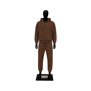 Custom Brown Tracksuit Men <b>Full</b> <b>Zip</b> <b>Hoodie</b> Jogger Pants Set Plain Casual Sportswear Gym Training Streetwear Wholesale Athletic W - Product Image 1
