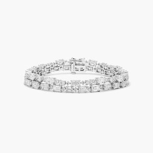 Women's Luxury 2 Row Cascading Lab-Grown Diamond Tennis <b>Bracelet</b> in White Gold - Product Image 1