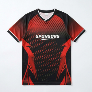 Maillot de football personnalisé sublimé pour homme, col en V, manches courtes, évacuation de l'humidité, 100 % polyester, coupe athlétique, toutes saisons - Product Image 1