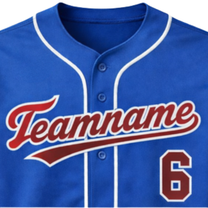Maillot de baseball personnalisé bleu royal à manches courtes avec boutons, nom de l'équipe personnalisé, numéro de joueur, 100% polyester - Product Image 5