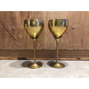 Handmade Brass <b>Wine</b> <b>Goblets</b> Bell Shape Long Stem Vintage Style Set Of 2 For Party - Product Image 1