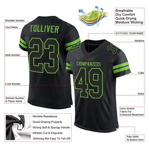 Custom Football JerseyPremium Quality Soccer Uniform|EM & ODM Manufacturer Custom Black Black-<b>Neon</b> Green Mesh Authentic Football - Product Image 2