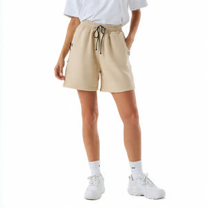 Pantalones cortos de forro polar de invierno 2026 para mujer, de cintura alta con cordón, pantalones cortos de chándal gruesos para mujer - Product Image 3