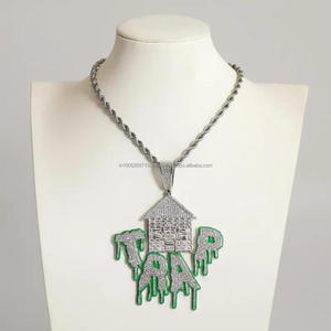 Premium Iced Out House Trap Pendentif Collier VVS Lab Grown Diamond 925 Silver Rapper Streetwear Bijoux - Product Image 1