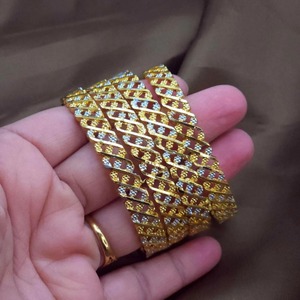 Trendy Multi Layer Crystal Gold Plated Bangle <b>Bracelet</b> for Women Stylish Party Wear Designer Jewelry <b>Set</b> - Product Image 1