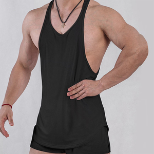 Camiseta sin Mangas Deportiva de Poliéster Tejido Transpirable para Hombre, Estilo Racerback Negro de la Mejor Calidad - Product Image 6