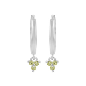 Solid 925 Sterling Silver Fine <b>Dangle</b> Drop Hoop <b>Earrings</b> <b>Small</b> Delicate Raw Natural Green Peridot Gemstone Women's Everyday Wear - Product Image 1