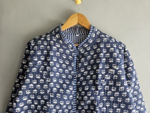 Floral Printed Cotton Blazer With <b>Mandarin</b> <b>Collar</b> Full Sleeve Spring Women's <b>Jacket</b> blazer <b>Mandarin</b> <b>collar</b> gift for her - Product Image 4