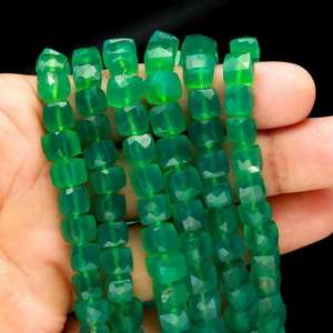 Cuentas de Ónix Verde Natural Facetadas en Forma de Caja, 7MM, Cuentas Sueltas de Ónix Verde, Hilo de 8 Pulgadas para Fabricación de Joyas, Venta al por Mayor a Granel - Product Image 1
