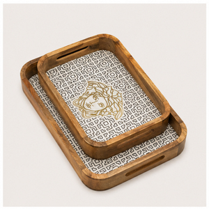 Juego de 3 bandejas de servir de madera ecológicas de lujo, plato decorativo rectangular hecho a mano para bodas y uso doméstico - Product Image 1