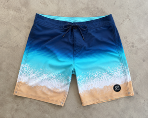 <b>Men's</b> Ocean Beach Board Shorts Quick Dry Surf Swim <b>Trunks</b> Sea Wave Print 100% Cotton Polyester High Quality Drawstring Closure - Product Image 4