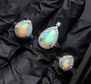 Natural Ethiopian Opal Ring Sterling <b>Silver</b> Designer Ring Handmade Luxury Natural Gemstone Jewelry For Women - Product Image 1