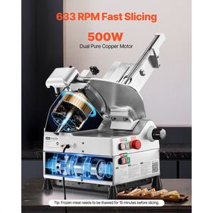 Affettatrice Elettrica per Gastronomia 500W, Automatica, Lama Affilata in Acciaio 75Cr1 da 10 Pollici, Spessore Regolabile 0-0,67 Pollici per Carne - Product Image 3