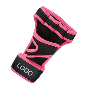 Neoprene Half <b>Finger</b> Fitness Gloves With Adjustable Wrist <b>Strap</b> Non Slip Grip For Gym Weight Lifting Unisex Black Pink - Product Image 4