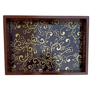 Bandeja de Servir de Madera con Diseño Impreso de Primera Calidad, Bandejas de Servir Impermeables con Revestimiento de Esmalte, Bandeja para Aperitivos, Cena y Desayuno - Product Image 3