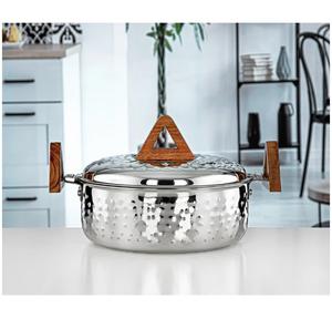 Olla de buffet de acero inoxidable plateado con diseño floral grabado y tapa, elegante olla para restaurante para proveedores - Product Image 6