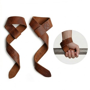 Sangles de musculation en cuir de vachette avec logo personnalisé pour la force athlétique – Souples, pliables, robustes, réglables, antidérapantes, avec protection de la paume pour le fitness - Product Image 3