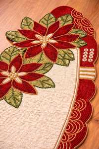 Handmade Embroidered Fabric Table <b>Runner</b> Customizable Shape <b>Green</b> Leaf Design Luxury Style Eco-Friendly Durable Decorative Mat - Product Image 4