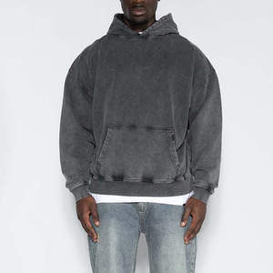 Sudadera con capucha personalizada para hombre, oversize, con hombros caídos, lisa, estilo streetwear, de algodón pesado, con lavado ácido, vintage - Product Image 1