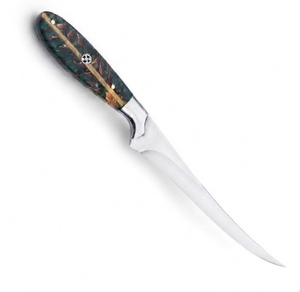 Fillet <b>Knife</b> <b>Boning</b> <b>Knife</b> Fish Filleting Kitchen <b>Knife</b> Straight Green Resin <b>Handle</b> Sheath Industrial Grade Wholesale Bulk B2B - Product Image 2