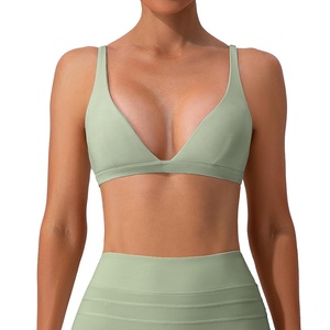Sujetador deportivo reversible con cuello en V para mujer, talla grande, suave, adelgazante, de secado rápido, con soporte, a prueba de golpes, transpirable, para yoga y deportes - Product Image 5