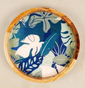 Plateau de service rectangulaire en bois à motif floral, assiette décorative pour aliments, support à gâteau, plateau en résine finition Meena, fabriqué en Inde - Product Image 3