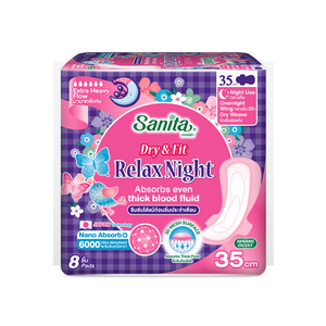 Compresa sanitaria de algodón de bambú superabsorbente OEM 35cm ala nocturna desechable 8 Uds paquete seco cómodo Excel relajante noche - Product Image 1