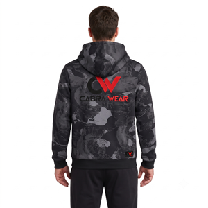 Sudadera con Capucha Extra Grande y Gruesa - 100% Algodón French Terry con Estampado de Camuflaje Otoñal y Serigrafía - Product Image 2