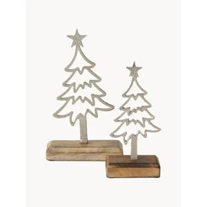 Escultura de árbol de Navidad de aluminio con base de madera, decoración de mesa, objetos decorativos de árbol de Navidad con detalles metálicos para el hogar. - Product Image 4