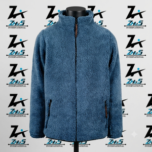 Men's Blue <b>Fleece</b> Sherpa <b>Jackets</b> Stand Collar Zipper Closure Casual Winter Outerwear Sherpa <b>Lining</b> Men's Sherpa <b>Jackets</b> - Product Image 1