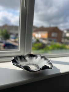 Large Polished Resin Bowl Handmade Silver Leaf Party Trinket Dish Stocked - Product Image 5