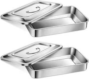 ถาดผ่าตัดทางการแพทย์2ชิ้นถาดสเตนเลส201กล่องโลหะฆ่าเชื้อ - Product Image 1