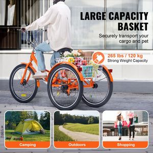Triciclo Plegable de Aluminio Ligero de 20 Pulgadas para Adultos, con Canasta Trasera Grande, Bicicleta de 3 Ruedas para Carga - Product Image 6