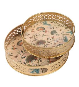 Bandeja de Diseño Pichwai con Corte Láser, Recubierta de Esmalte, de Hierro, para Servir, Precio Bajo, Bandejas Florales Decorativas - Product Image 5