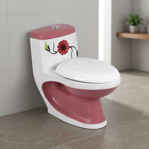 WC monobloc en céramique avec options de chasse double et de siphon en P et en S, blanc, pour usage domestique, hôtelier et extérieur - Product Image 3