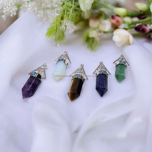 Qualité supérieure Mini Crayon Point Pendentif Pierre Précieuse Quartz Cristal Sculpté Ombre Sculpture Bijoux De Mode Feng Shui Collier - Product Image 3